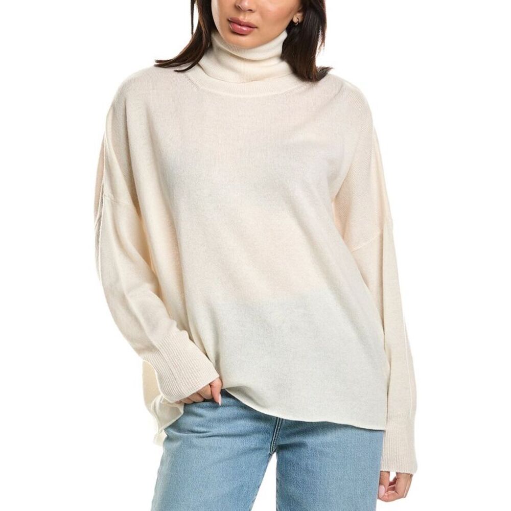 Brodie Cashmere Womens  Textured Roll Neck Wool & Cashmere-Blend Sweater, White